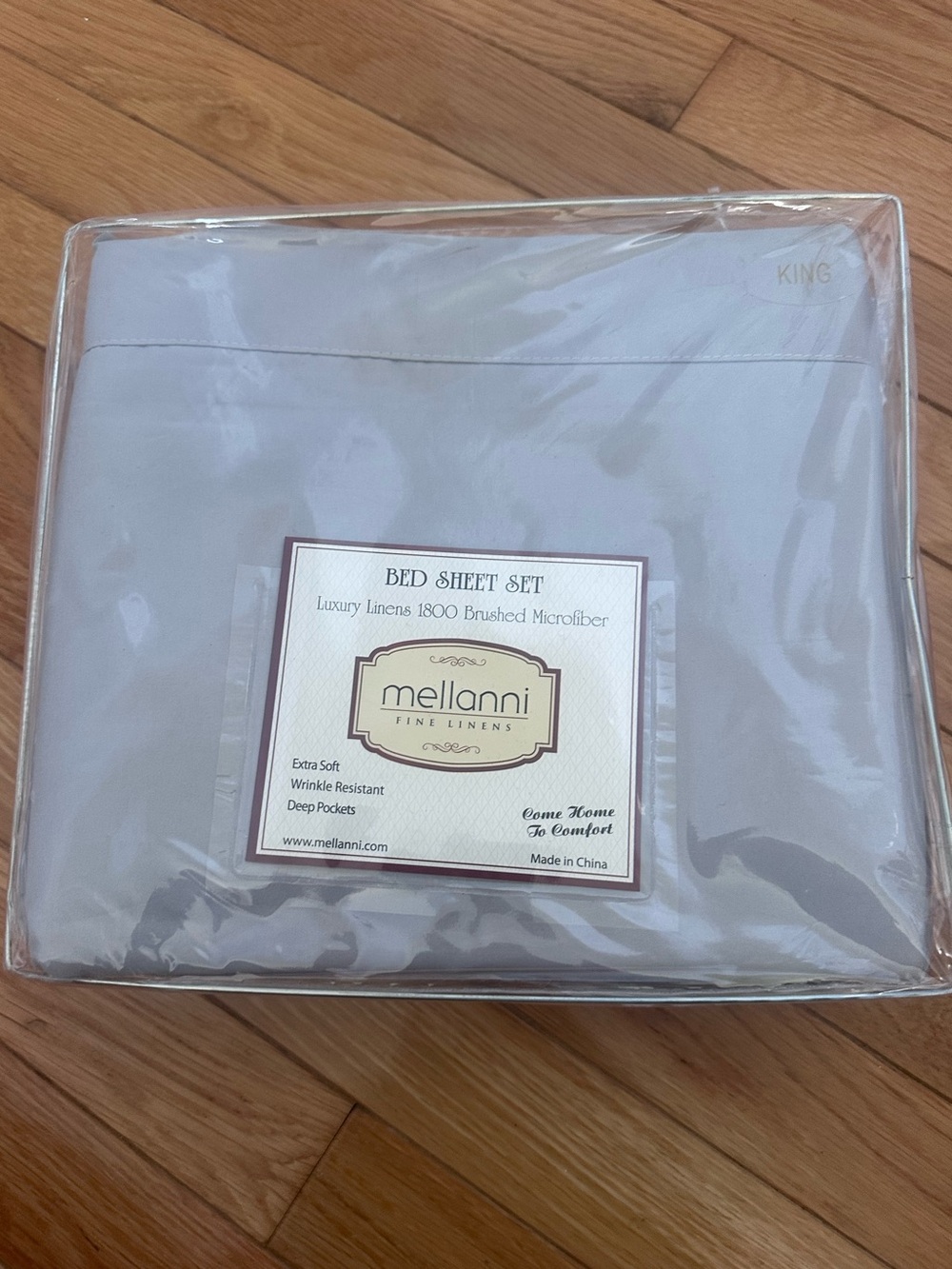 Mellanni Luxury Brushed Microfiber King Flat Bed Sheet - Light Gray